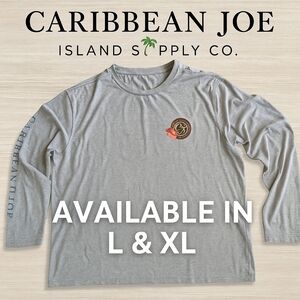 🌴 Caribbean Joe Island Supply Co. Long Sleeve Gray Performance Tee